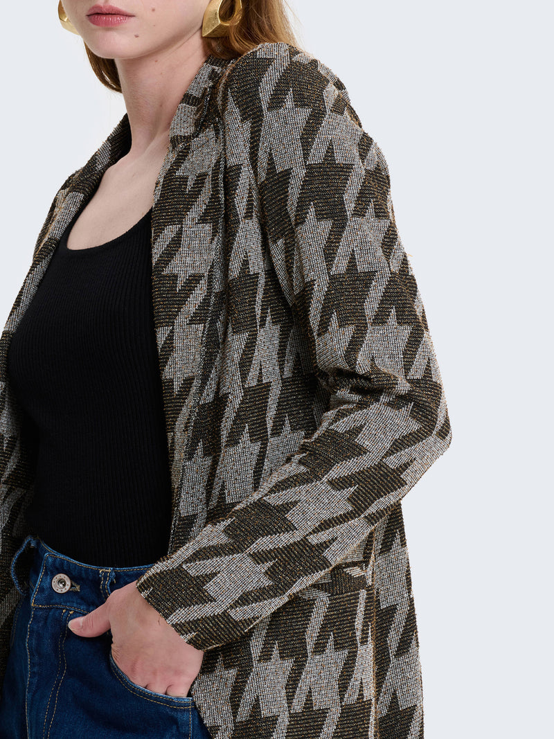 Blazer in lurex con fantasia geometrica