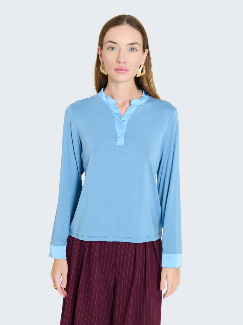 Maglia a maniche lunghe con dettagli in raso