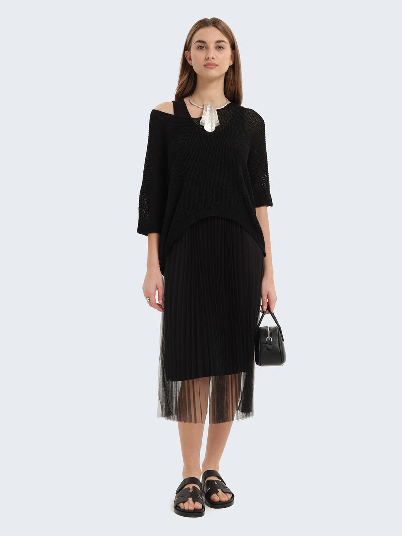 Abito con gonna in tulle e cardigan