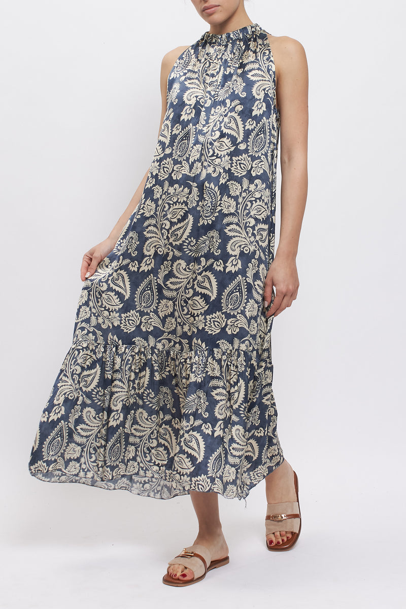 Abito fantasia con scollo all'americana