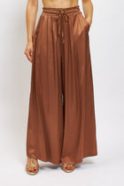 Pantalone palazzo in raso con coulisse