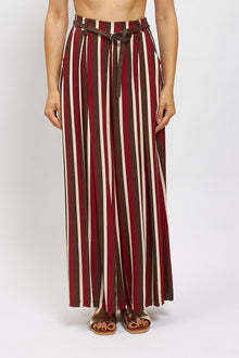 Pantalone palazzo a righe con cintura