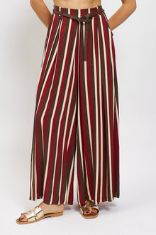 Pantalone palazzo a righe con cintura