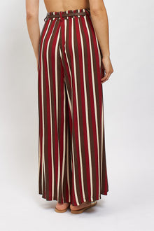 Pantalone palazzo a righe con cintura