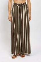 Pantalone palazzo a righe con cintura