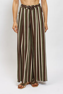 Pantalone palazzo a righe con cintura