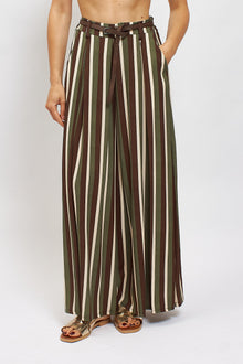 Pantalone palazzo a righe con cintura
