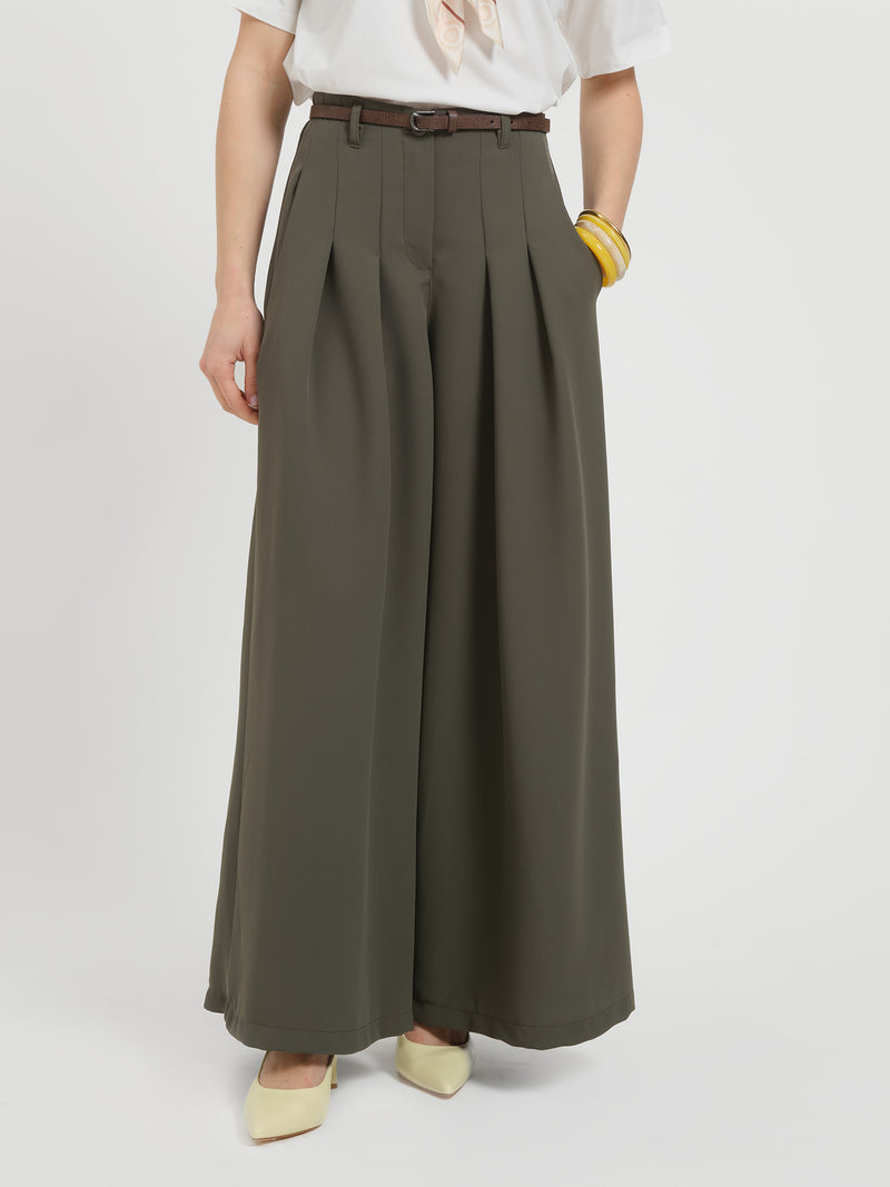 Pantalone con pieghe in cady