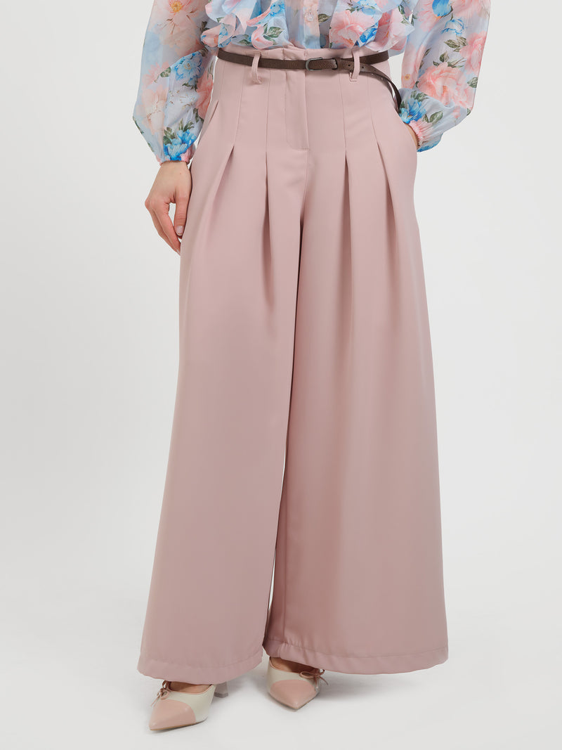 Pantalone con pieghe in cady