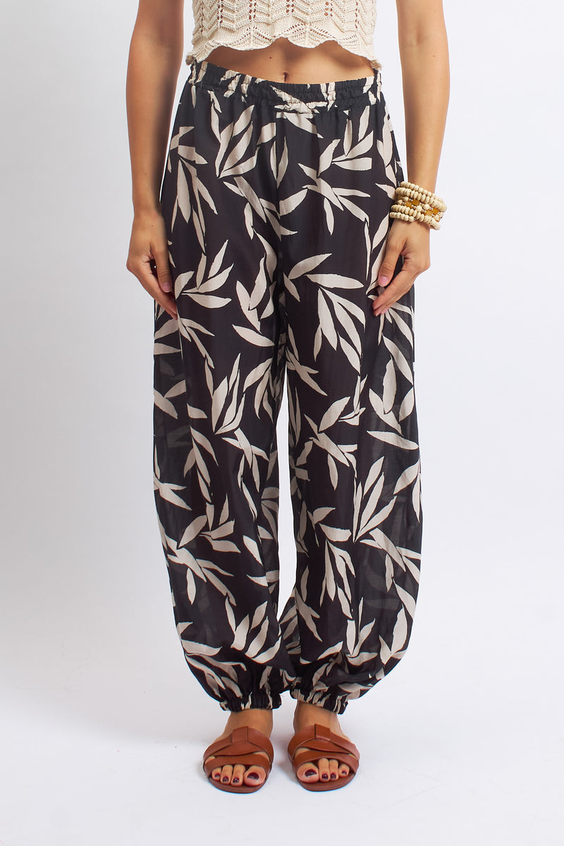 Pantalone balloon con fantasia floreale