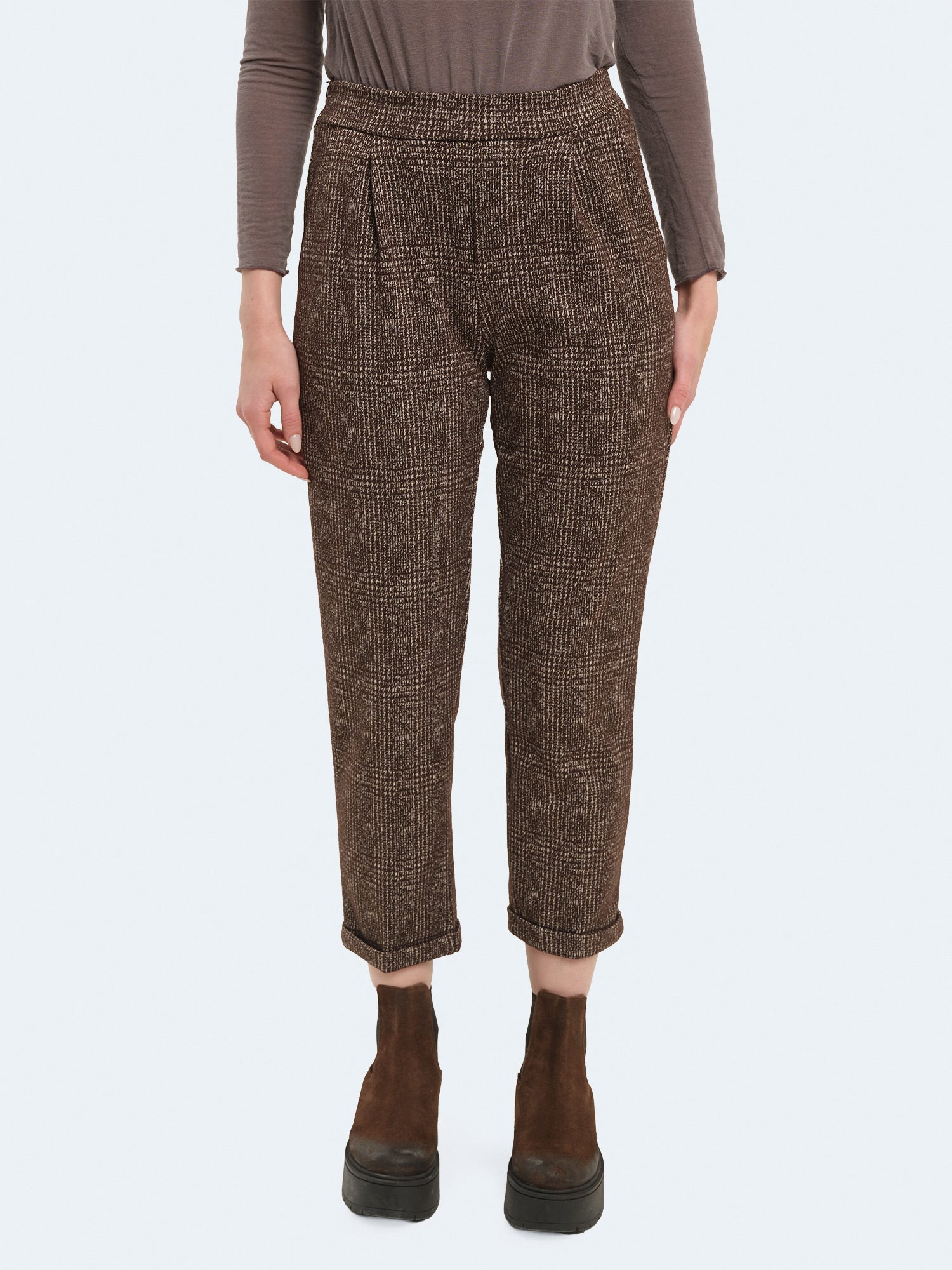 Pantaloni slim fit principe di galles