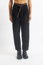 Pantalone barrel in velluto con cintura