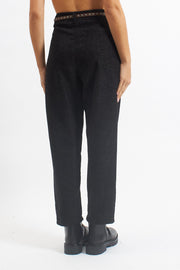 Pantalone barrel in velluto con cintura