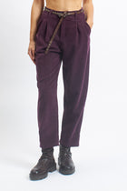 Pantalone barrel in velluto con cintura