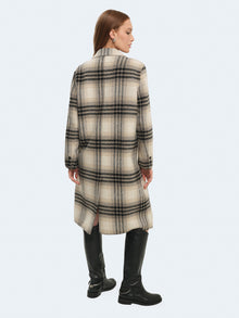 Cappotto lungo in lana a quadri