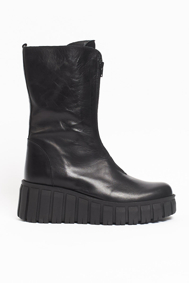 Stivale in pelle con zip anteriore