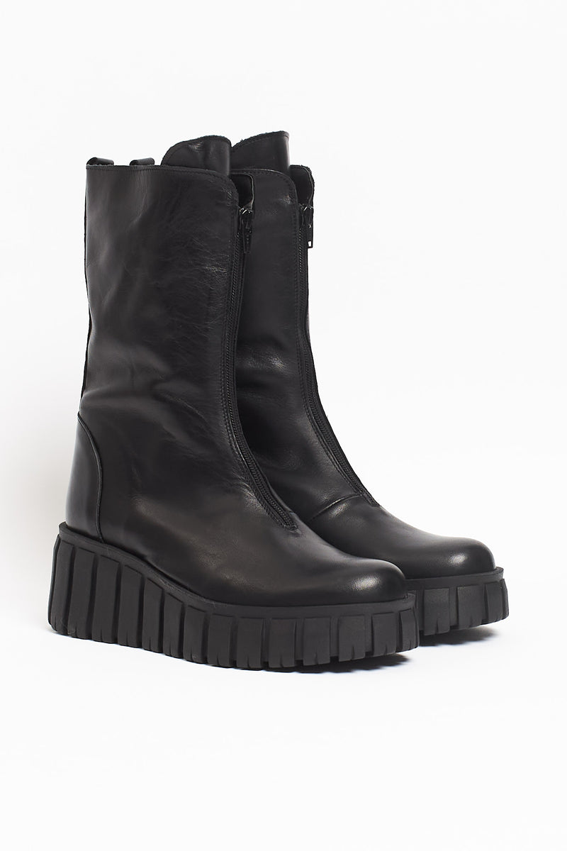 Stivale in pelle con zip anteriore