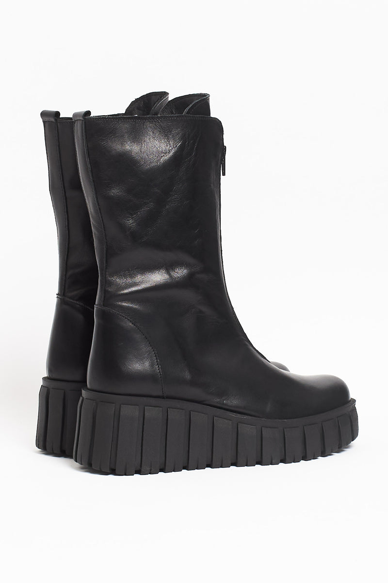 Stivale in pelle con zip anteriore