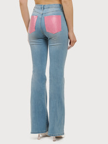 Jeans con tasche di strass