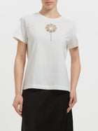 T-shirt con fiore in strass