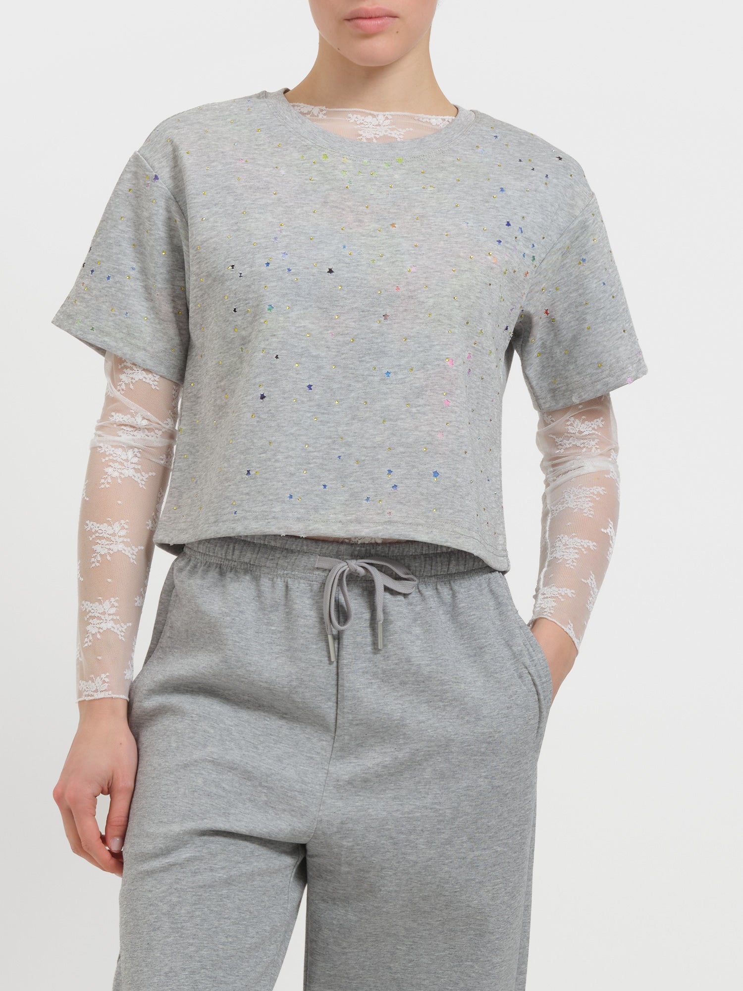 Felpa con strass e stelline