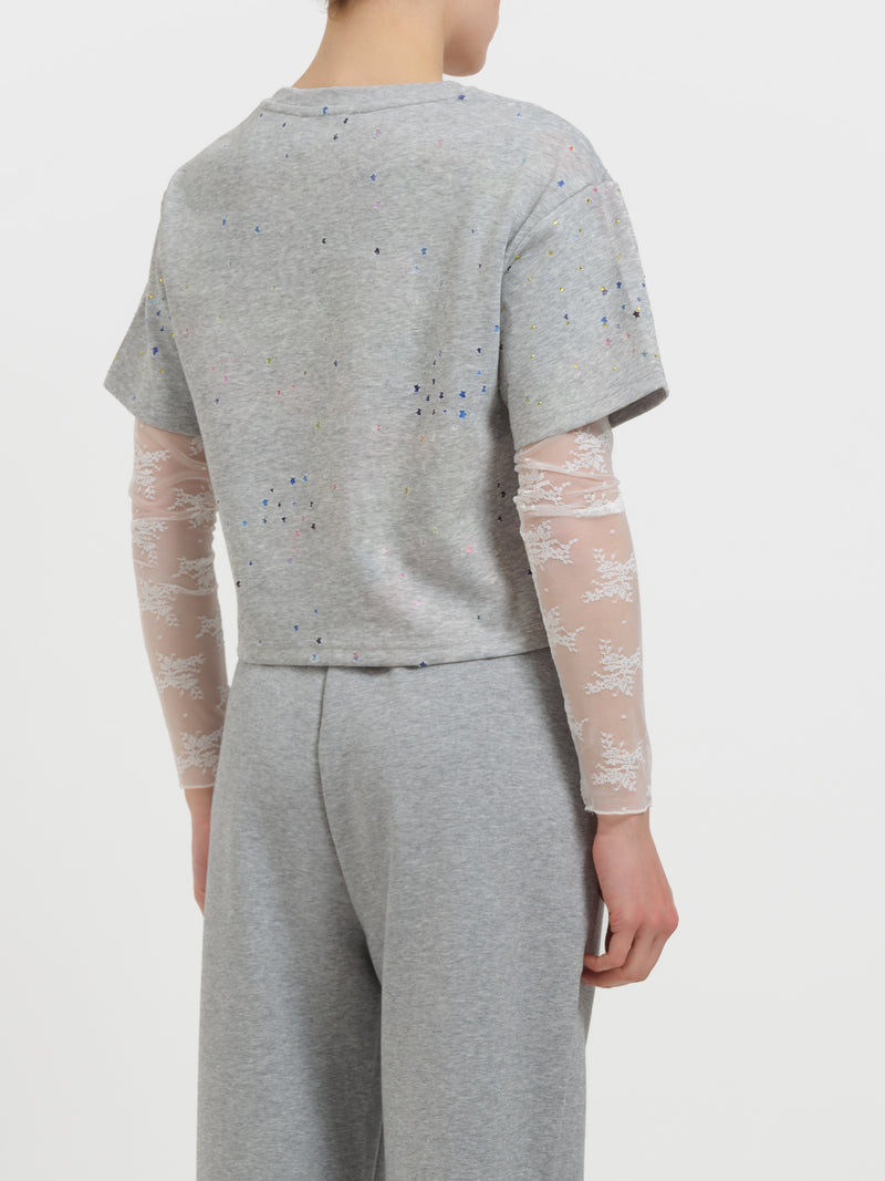 Felpa con strass e stelline