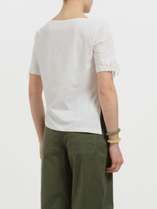 T-shirt con inserti in pizzo san gallo