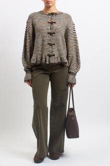 Cardigan a righe con volan
