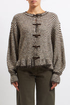 Cardigan a righe con volan