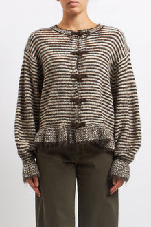Cardigan a righe con volan