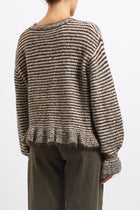 Cardigan a righe con volan