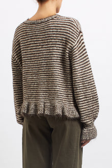 Cardigan a righe con volan