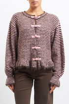 Cardigan a righe con volan