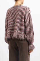 Cardigan a righe con volan