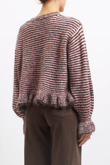 Cardigan a righe con volan