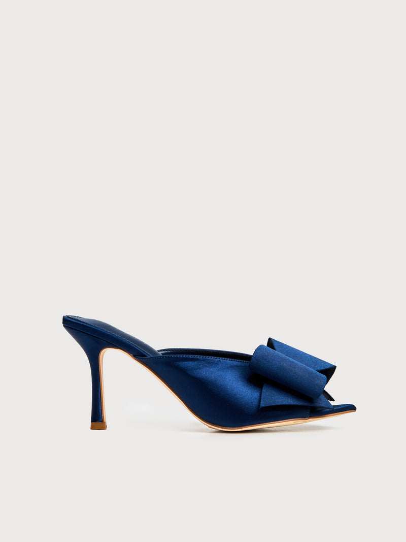 Sandalo open toe in raso con fiocco