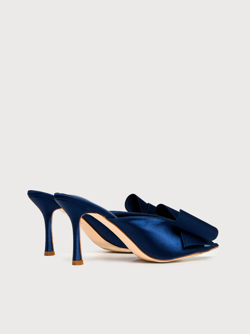 Sandalo open toe in raso con fiocco