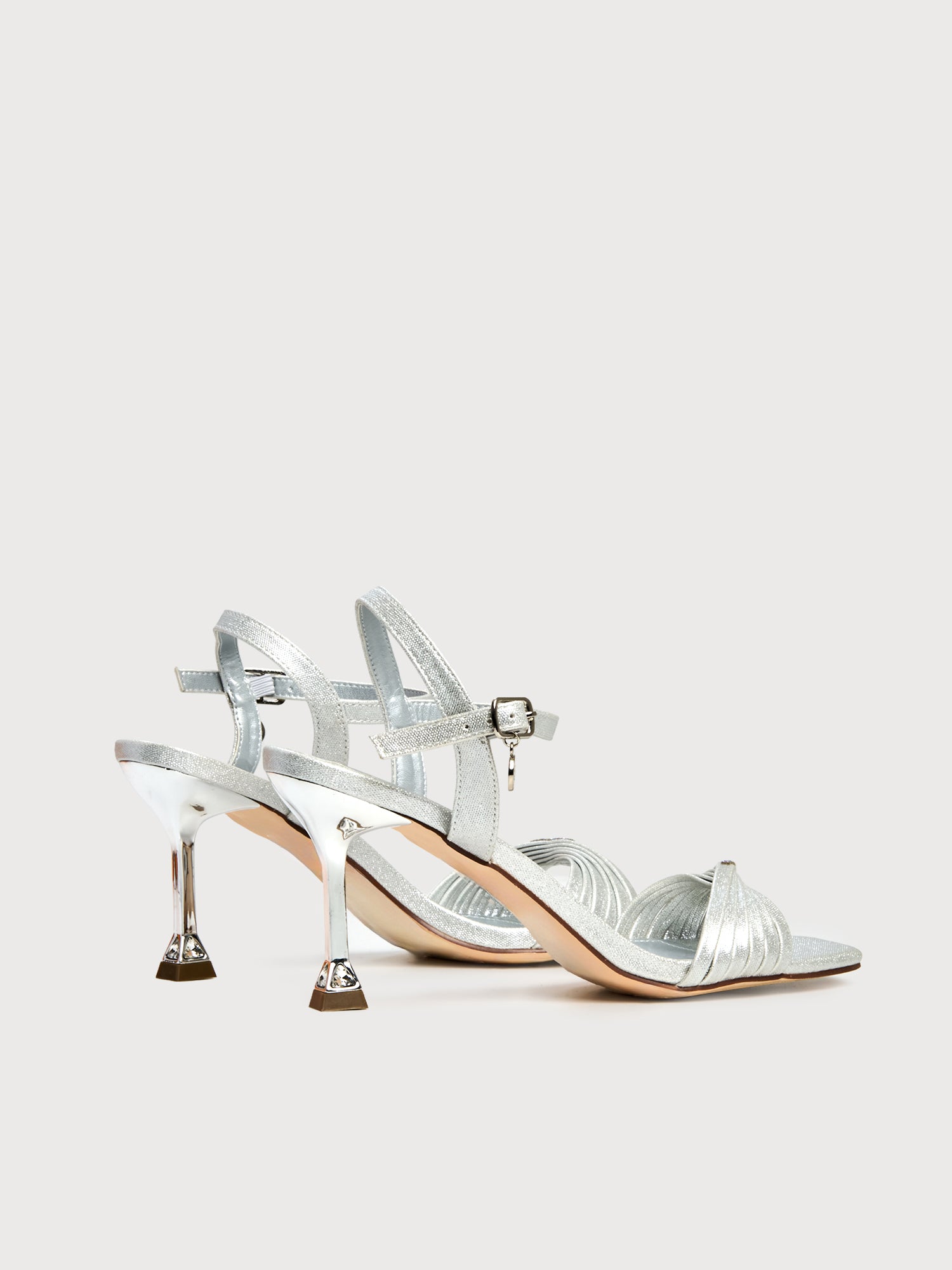 Sandalo open toe con strass intrecciato