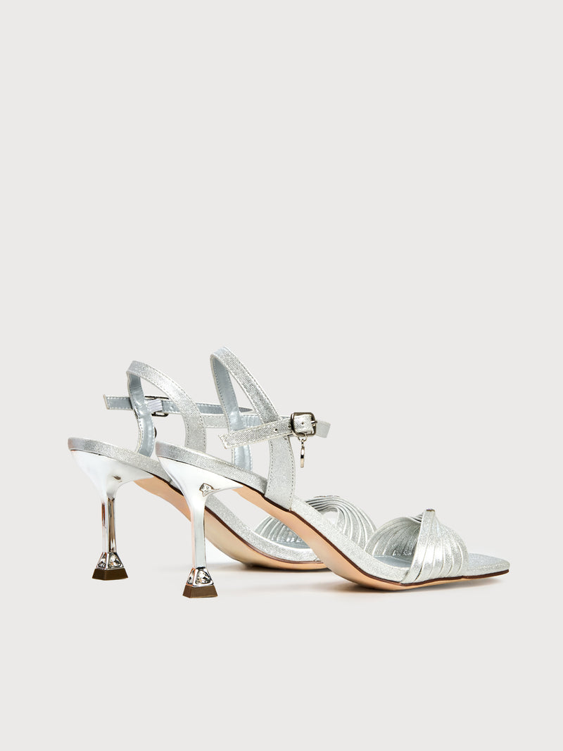 Sandalo open toe con strass intrecciato