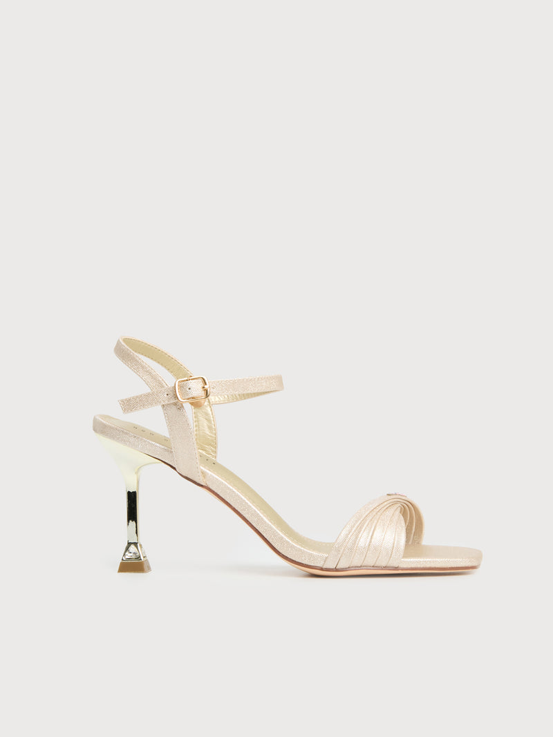 Sandalo open toe con strass intrecciato