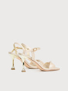 Sandalo open toe con strass intrecciato