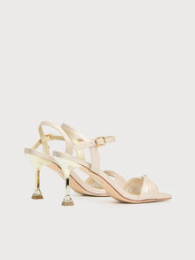 Sandalo open toe con strass intrecciato