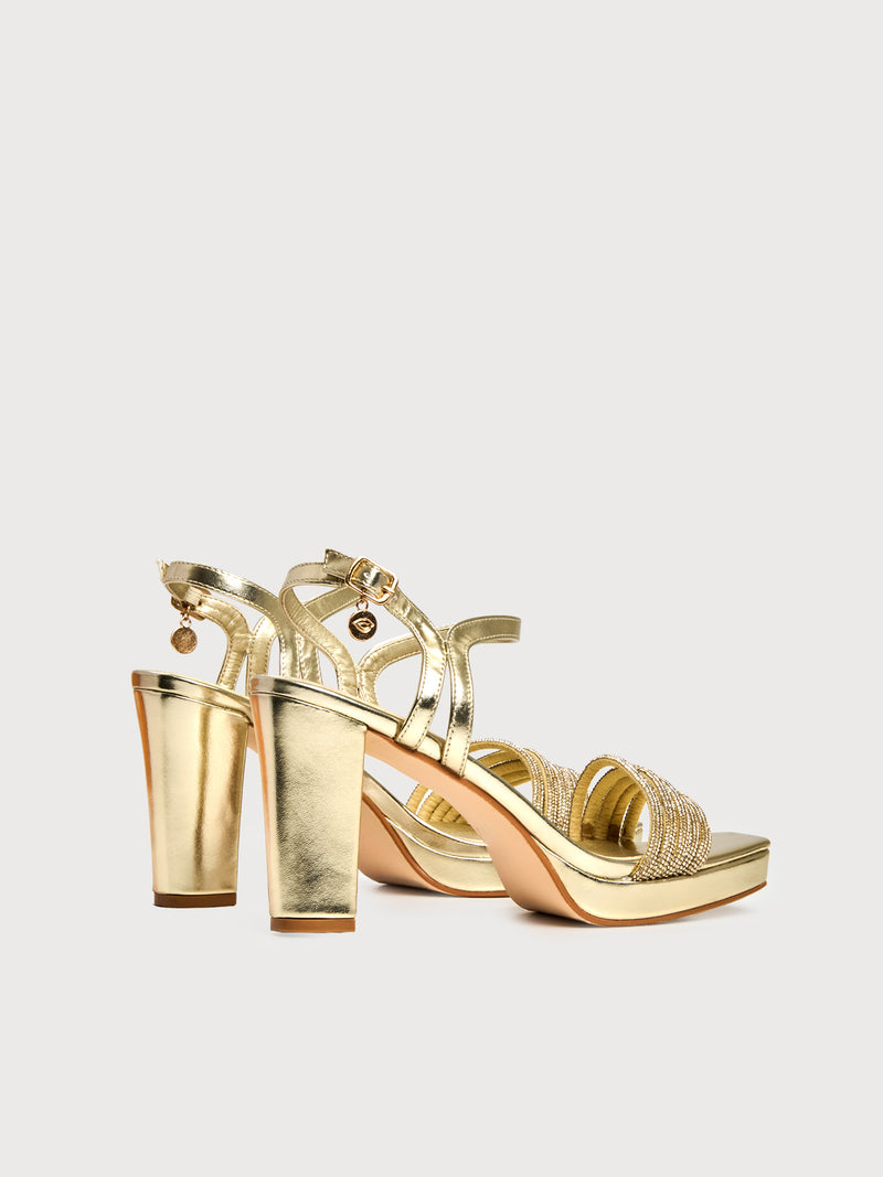 Sandalo open toe con strass