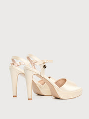 Satin open-toe heeled sandal