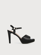 Sandalo open toe in raso con tacco