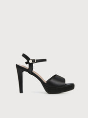 Satin open-toe heeled sandal