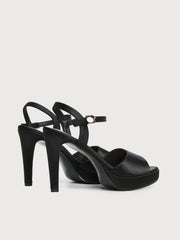 Satin open-toe heeled sandal