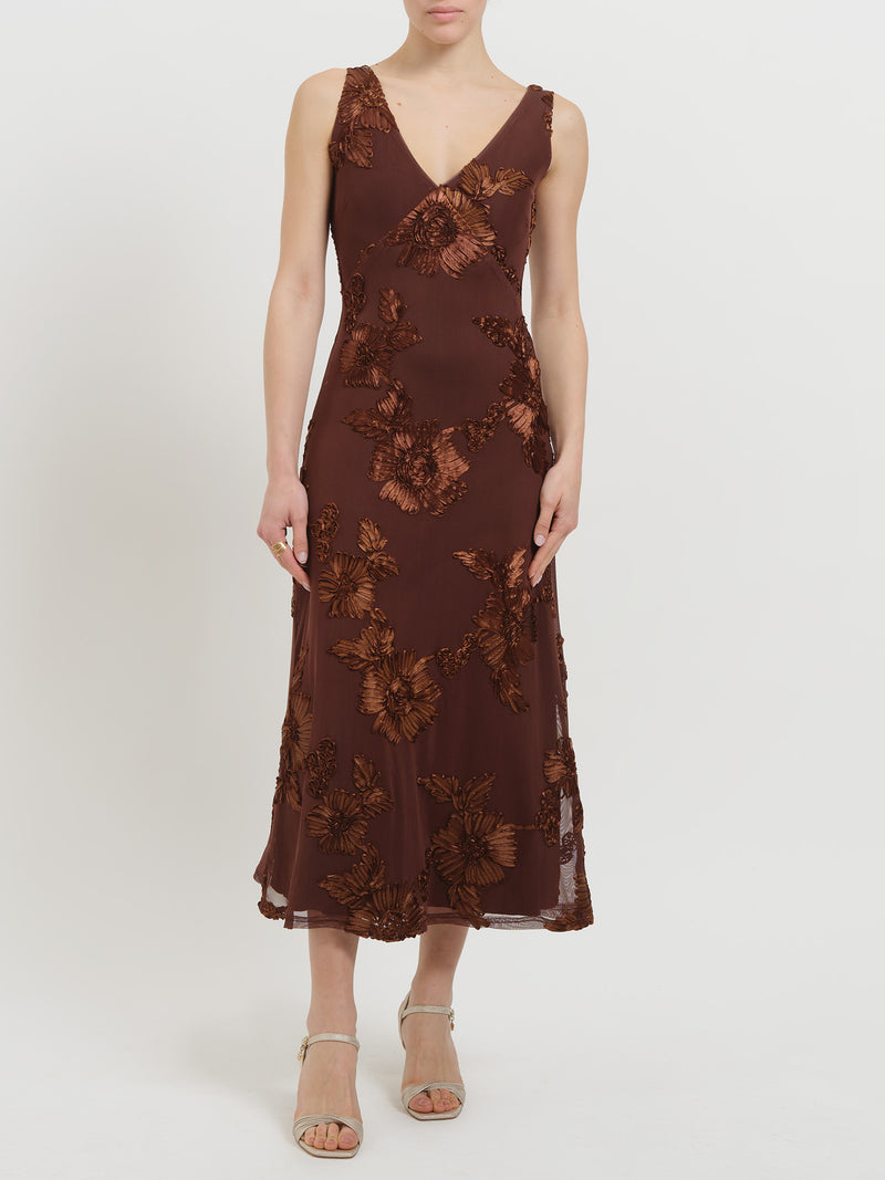 Abito in tulle con ricami floreali