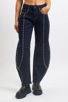 Jeans barrell con borchie