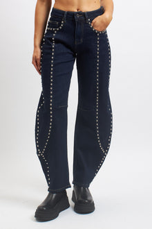 Jeans barrell con borchie